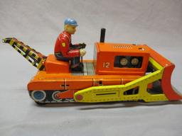 Vintage Battery Operated Tin Tractor Toy - Made In Japan 12" x 6 1/2"