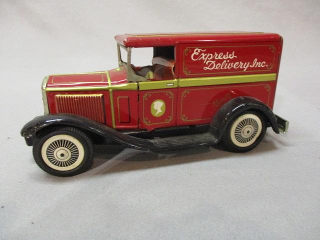 Vintage Express Delivery Tin Litho Friction Toy Truck By Bandai - Made in Japan