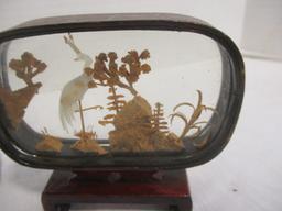 3 Small Vintage Chinese Cork Carving Diorama Shadow Boxes