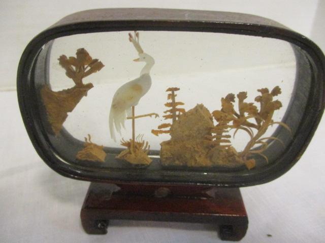 3 Small Vintage Chinese Cork Carving Diorama Shadow Boxes