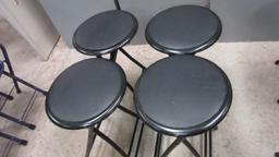Four Central Park Industries Black Folding Stools with Padded Seats