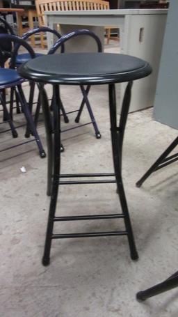 Four Central Park Industries Black Folding Stools with Padded Seats