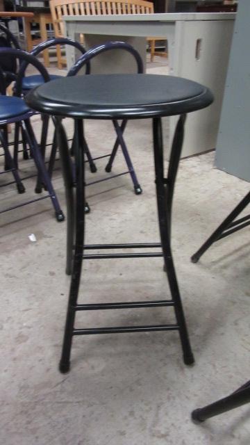 Four Central Park Industries Black Folding Stools with Padded Seats