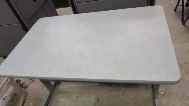 Grey Metal Worktable with Privacy Shield
