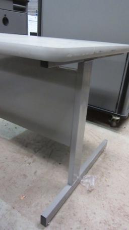 Grey Metal Worktable with Privacy Shield