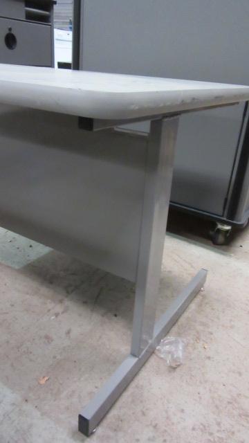 Grey Metal Worktable with Privacy Shield