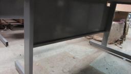 Grey Metal Worktable with Privacy Shield