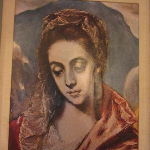 Framed El Greco "Virgin Mary" Print on Board