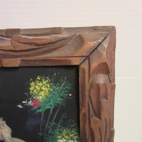 Framed 1953 Mexican Feathercraft Tropical Bird with Stand