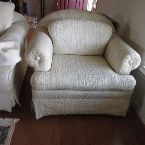 Slub Yarn Upholstered Rolled Arm Sofa and Chair