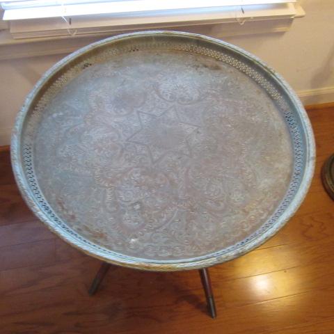 Midcentury Etched Brass Tray Table