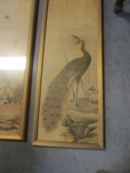 3 Oriental Bird Prints Framed