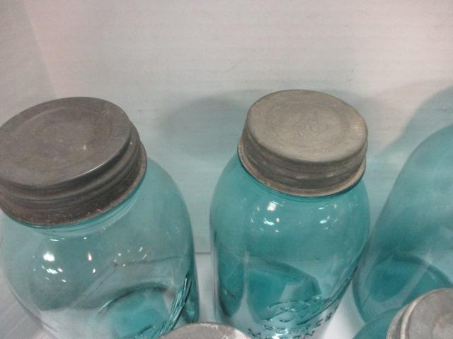 Old Ball Perfect Mason Blue Half Gallon and Quart Jars