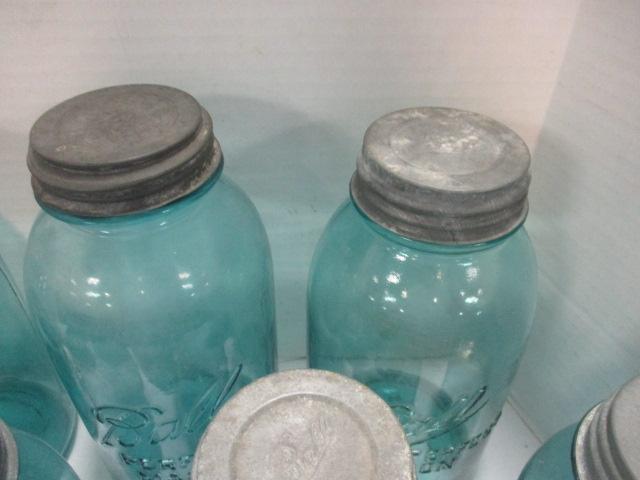 Old Ball Perfect Mason Blue Half Gallon and Quart Jars