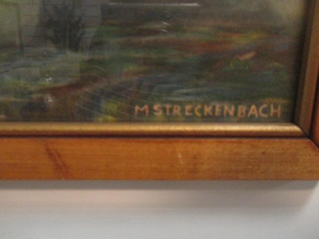 Framed M. Streckenbach Floral Still Life Lithograph Prints