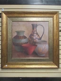 Framed Pottery Still Life Print on Board