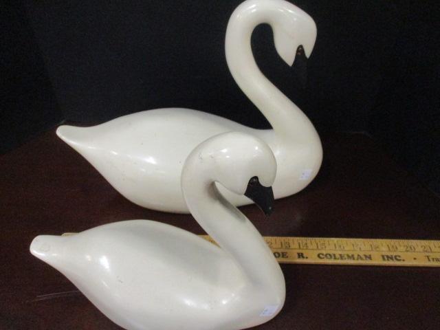 Two Carved Swans