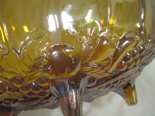 Iridescent Amber Footed Fruit Bowl