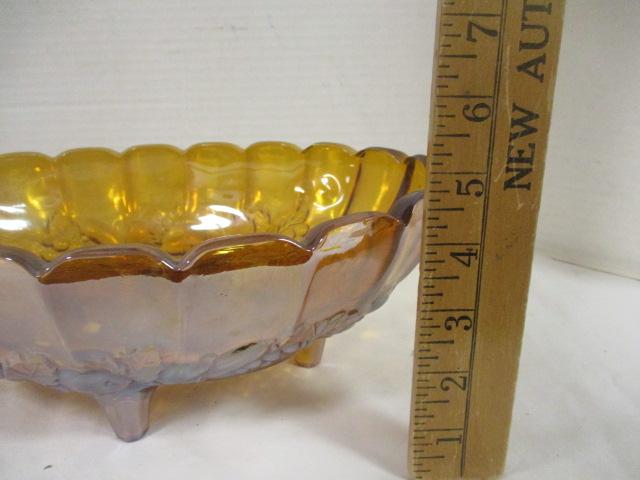 Iridescent Amber Footed Fruit Bowl