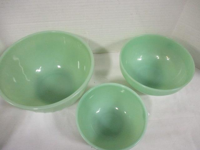 Three Fire King Jadeite Bowls