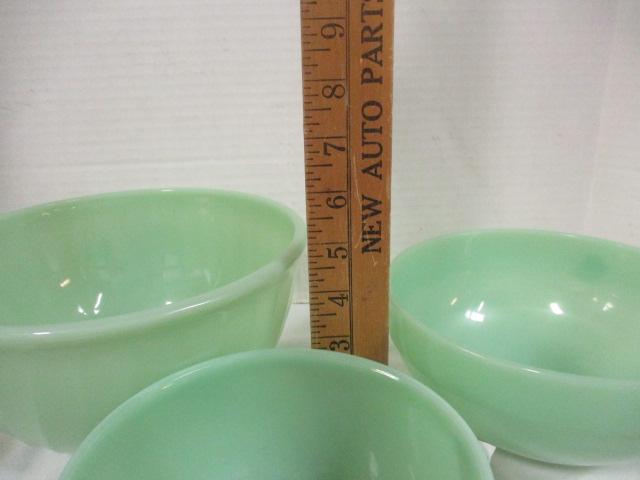 Three Fire King Jadeite Bowls