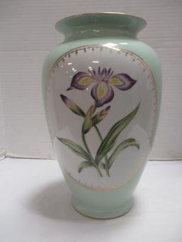 Porcelain Andrea by Sadek Iris Motif Urn Vase