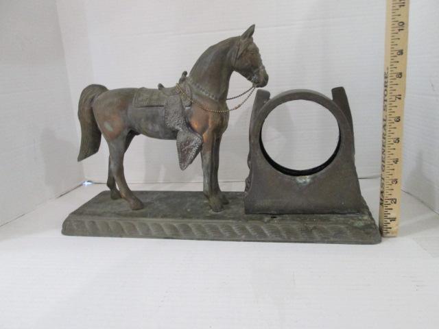 Vintage Cast Metal Horse Console Clock Housing