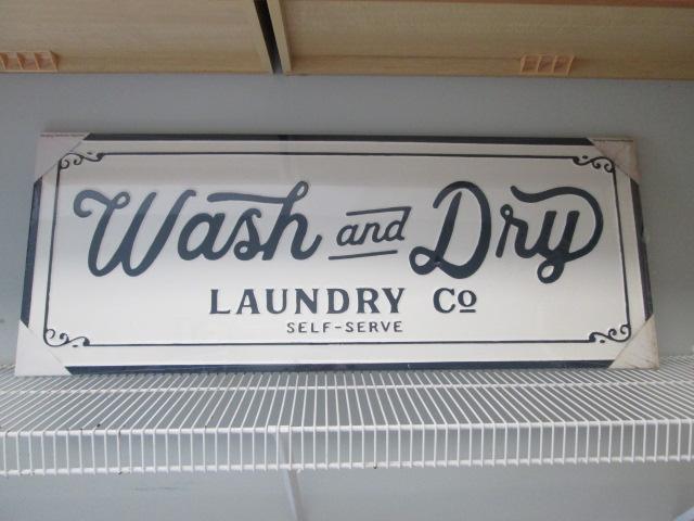 New Old Stock "Wash and Dry Laundry Co. Self-Serve" Metal Sign