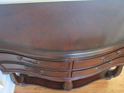 Beautifully Carved Mahogany Finish Bow Front Server