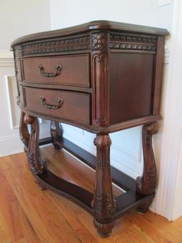 Beautifully Carved Mahogany Finish Bow Front Server