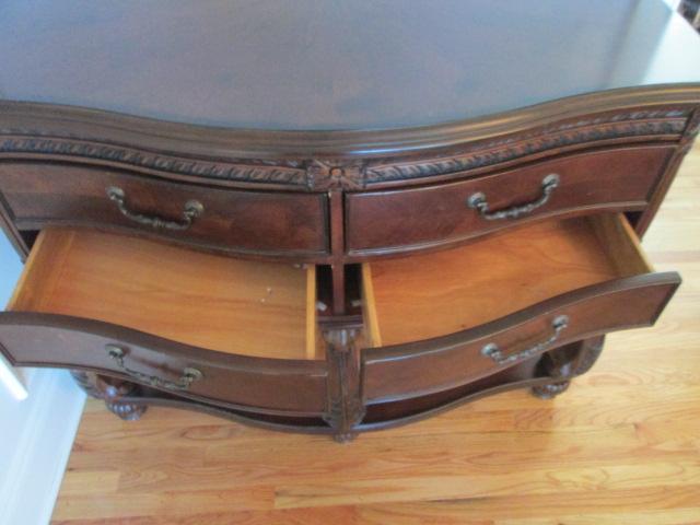 Beautifully Carved Mahogany Finish Bow Front Server