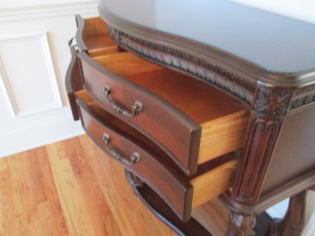 Beautifully Carved Mahogany Finish Bow Front Server