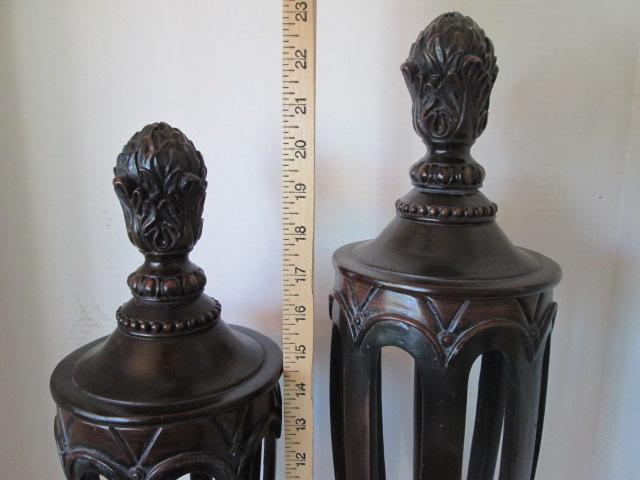 Tiered Carved Bronzed Resin Votive Holders