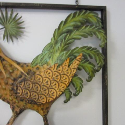 Homeview Design Metal 3-D Rooster and Cattail Wall Art