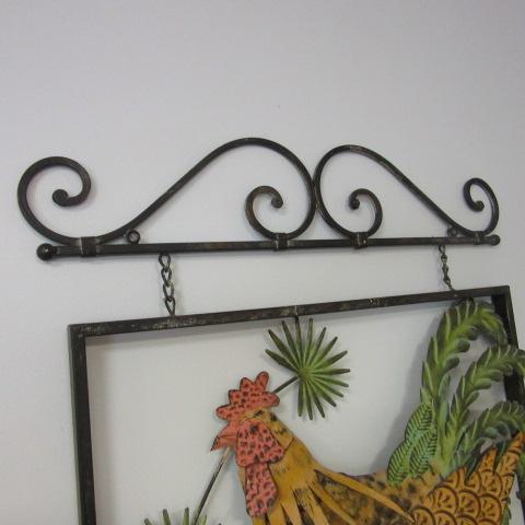 Homeview Design Metal 3-D Rooster and Cattail Wall Art