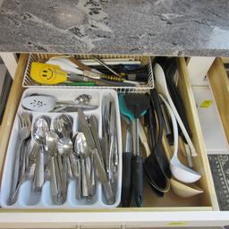 Contents of Cabinets and Drawers-Glassware, Non Stick Pans, Plasticware,