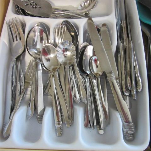 Contents of Cabinets and Drawers-Glassware, Non Stick Pans, Plasticware,