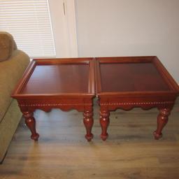 Pair of Ashley Home Carved Square Tables