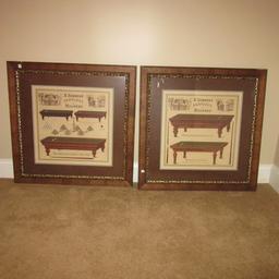 Two Paragon Picture Gallery "Billiard I and II" Framed and Matted Prints