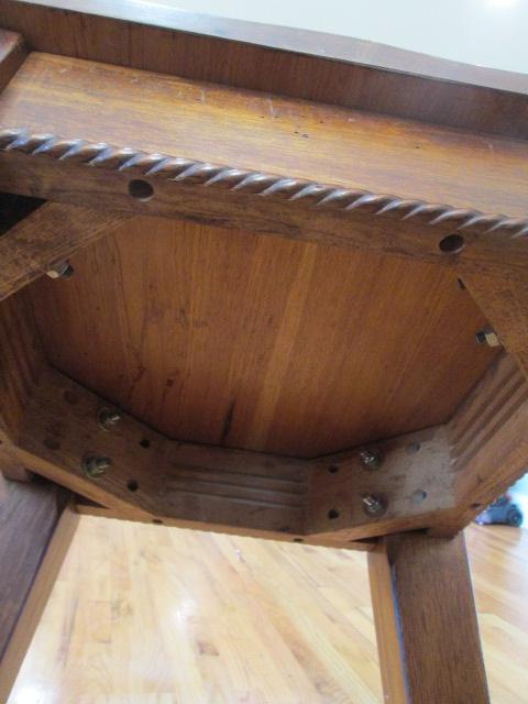 Pair of Wood Stools with Carved Spiral Accents