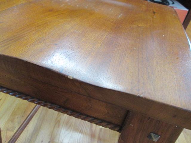 Pair of Wood Stools with Carved Spiral Accents