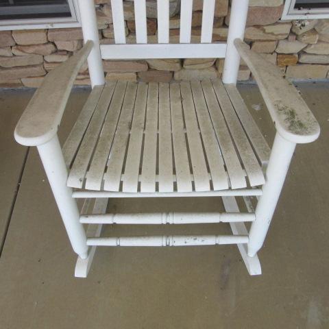 Painted White Slat Back Rocker