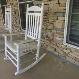 Painted White Slat Back Rocker