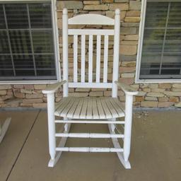 Painted White Slat Back Rocker