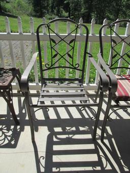 Pair of Bronzed Metal Chairs with Removable Cushions