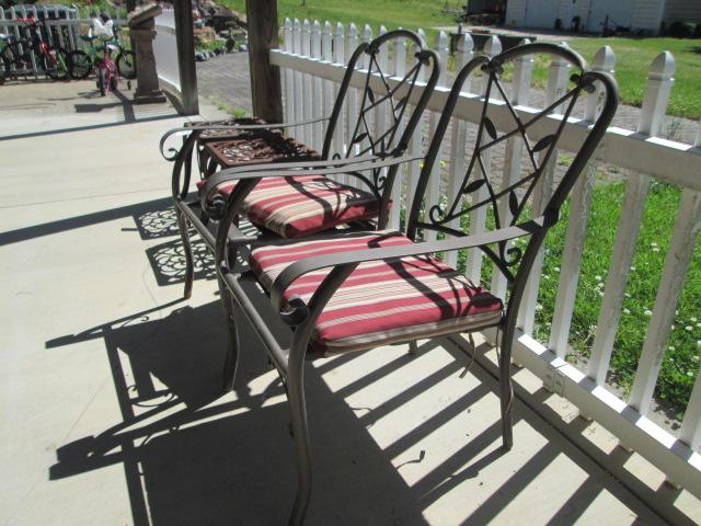 Pair of Bronzed Metal Chairs with Removable Cushions