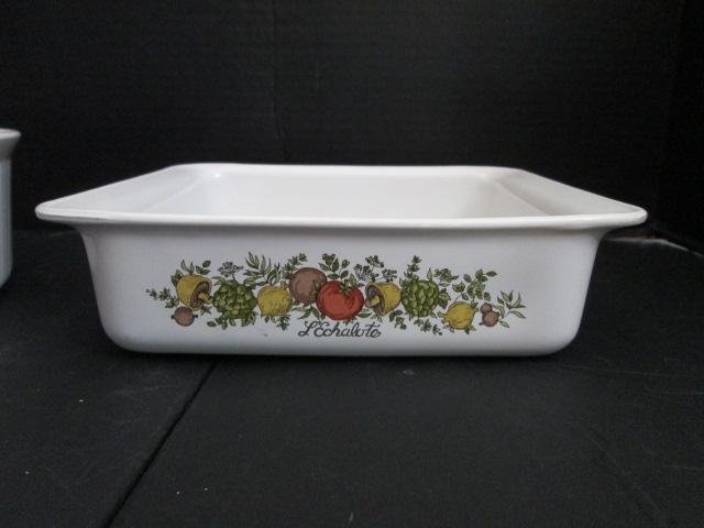 Corning Ware French White Round Casserole and Spice of Life 8" Square Baker