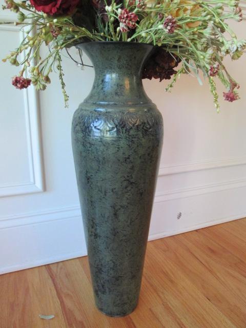 Tall Metal Vase with Silk Florals