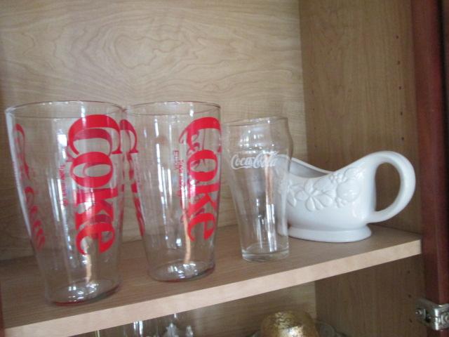 Cabinet Contents-Glassware, Serving Plate, Mugs, Travel Mugs, Bud Vase, Candle Holders, etc.