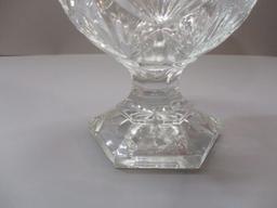 Vintage Cut Glass Egg Shaped Pedestal Candy Dish 9 1/2"